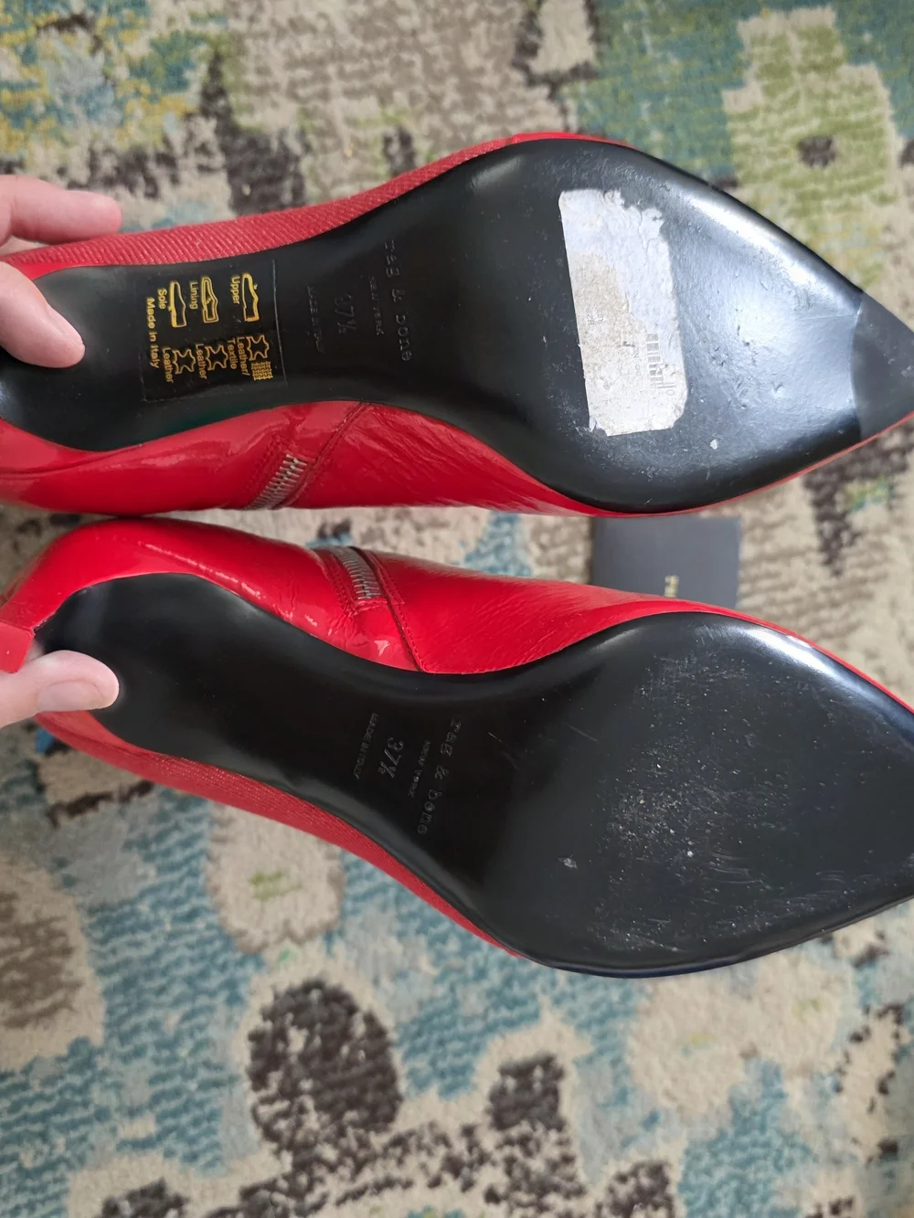 rag & bone Red Denim Beha Boot (37.5/7.5) EUC